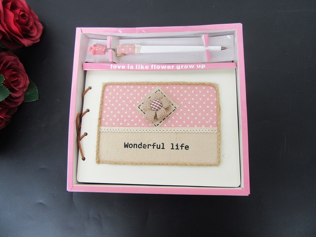 1X Girl's Message Note Memo Pad Notebooks Crown Pen Set